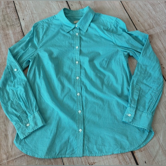 Talbots Woman’s Medium Petite Micro Gingham Button Down Shirt PM Office - Picture 1 of 8
